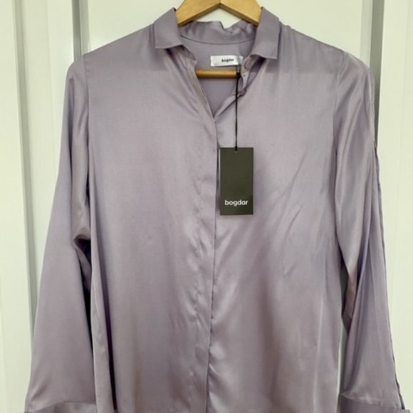 Bogdar Tops - BOGDAR 100% lilac Silk blouse long sleeve